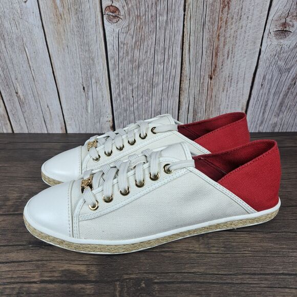 Michael Kors Kristy Slide Mule Sneaker Women's Sz 8.5 M Scarlet Red White (VGC) - Picture 1 of 9